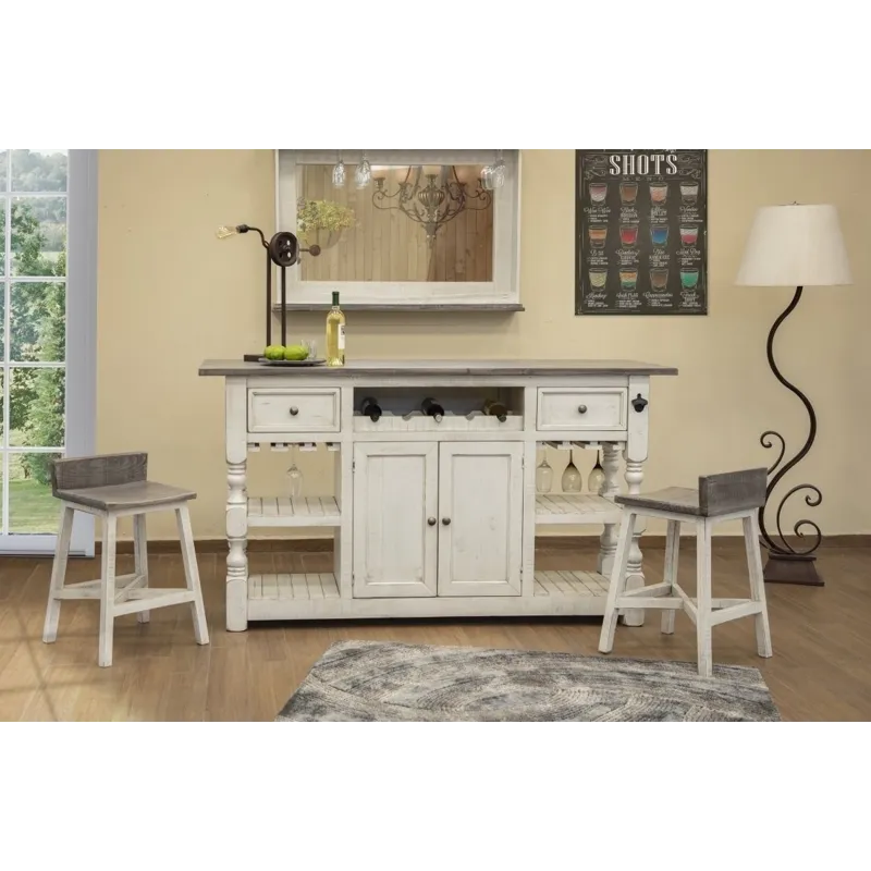 Stone Bar &amp; 2 Stools