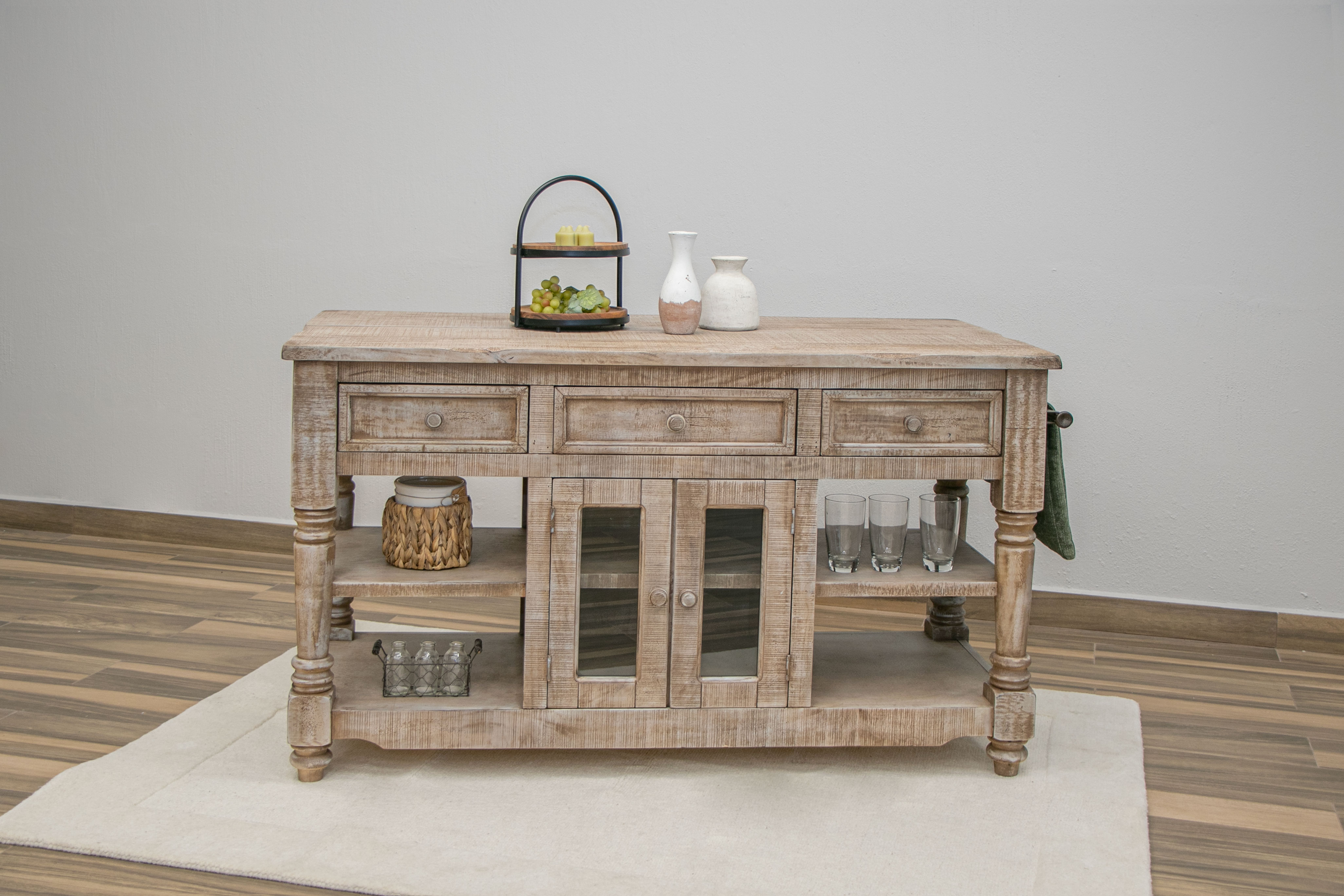 Aruba Kitchen Island IFD7332KSLDS by International Furniture Direct at