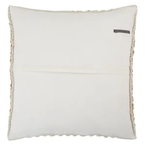 Angora Madur Textured Ivory/ Tan Poly Throw Pillow 22 inch