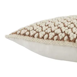 Angora Madur Textured Ivory/ Tan Poly Throw Pillow 22 inch