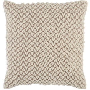 Angora Madur Textured Ivory/ Light Taupe Down Throw Pillow 22 inch