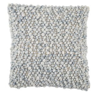 Angora Kaz Textured Ivory/ Light Blue Poly Throw Pillow 22 inch