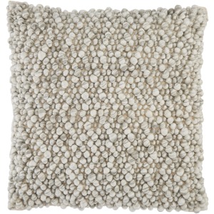 Angora Kaz Textured Ivory/ Light Gray Poly Throw Pillow 22 inch