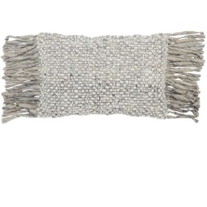 Angora Cilo Textured Light Gray/ Ivory Poly Lumbar Pillow