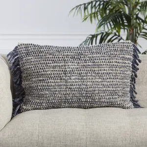 Angora Honaz Textured Navy/ Ivory Poly Lumbar Pillow