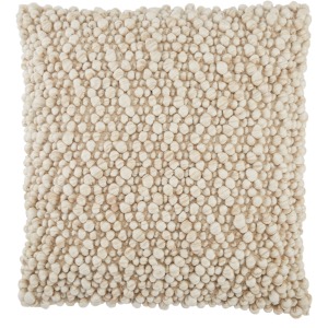 Angora Kaz Textured Ivory/ Beige Poly Throw Pillow 22 inch