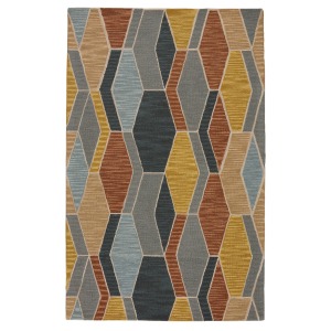 Amado Vibe by  Sade Handmade Geometric Gray/ Gold Area Rug