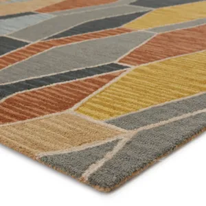 Amado Vibe by  Sade Handmade Geometric Gray/ Gold Area Rug (9'X12')