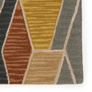 Amado Vibe by  Sade Handmade Geometric Gray/ Gold Area Rug (9'X12')