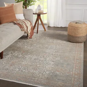 Astaria Hartlin Oriental Blue/ Orange Area Rug (5'X8')
