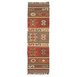 Bedouin Thebes Handmade Geometric Multicolor Runner Rug (2'6"X8')