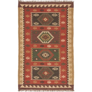 Bedouin Amman Handmade Geometric Red/ Gold Area Rug