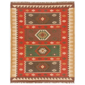 Bedouin Amman Handmade Geometric Red/ Gold Area Rug