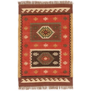 Bedouin Amman Handmade Geometric Red/ Gold Area Rug