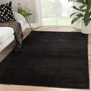 Basis Basis Handmade Solid Black Area Rug (10'X14')