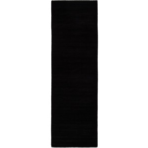Basis Basis Handmade Solid Black Runner Rug (2'6