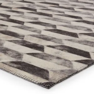 Borderland Candela Handmade Geometric Gray/ Cream Area Rug (5'X8')