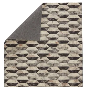 Borderland Candela Handmade Geometric Gray/ Cream Area Rug (5'X8')