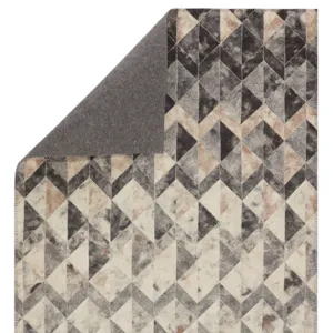 Borderland Carrizo Handmade Geometric Gray/ Cream Area Rug (5'X8')