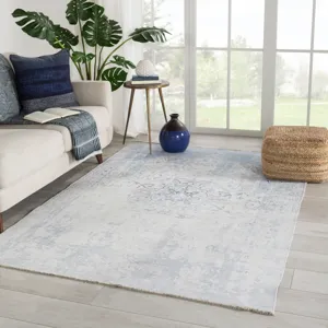 Boheme Contessa Medallion Blue/ White Area Rug (4'X6')