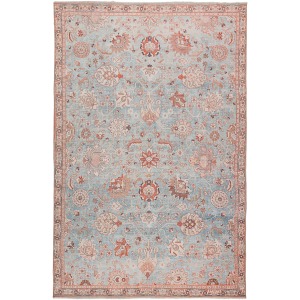 Boheme Poppy Oriental Light Blue/ Orange Area Rug