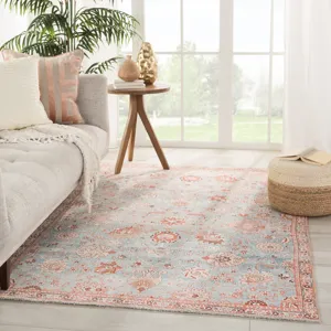 Boheme Poppy Oriental Light Blue/ Orange Area Rug (4'X6')
