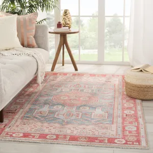Boheme Fiddler Medallion Pink/ Blue Area Rug (4'X6')