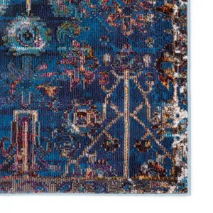 Borealis Vibe by  Izar Trellis Blue/ Red Area Rug (10'X14')