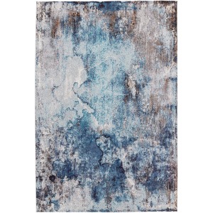 Borealis Vibe by  Comet Abstract Blue/ Brown Runner Rug (3'X8')