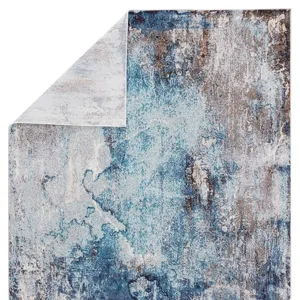 Borealis Vibe by  Comet Abstract Blue/ Brown Runner Rug (3'X8')