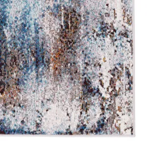 Borealis Vibe by  Comet Abstract Blue/ Brown Runner Rug (3'X8')