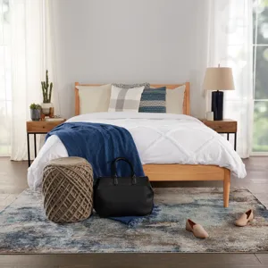 Borealis Vibe by  Comet Abstract Blue/ Brown Runner Rug (3'X8')