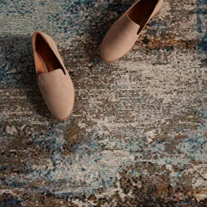 Borealis Vibe by  Comet Abstract Blue/ Brown Runner Rug (3'X8')