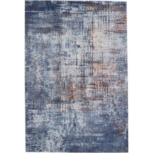 Borealis Vibe by  Donati Abstract Blue/ Orange Runner Rug (3'X8')