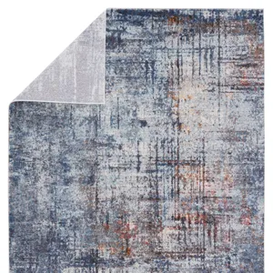 Borealis Vibe by  Donati Abstract Blue/ Orange Runner Rug (3'X8')