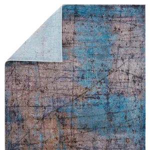 Borealis Vibe by  Hoku Abstract Blue/ Brown Area Rug (8'X10')