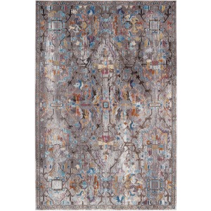 Borealis Vibe by  Namid Trellis Gray/ Multicolor Area Rug