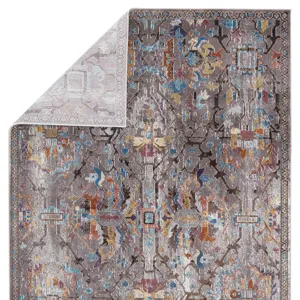 Borealis Vibe by  Namid Trellis Gray/ Multicolor Area Rug (9'X12')