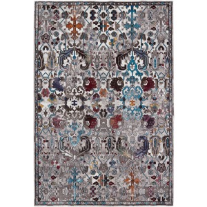Borealis Vibe by  Sabik Trellis Multicolor/ Gray Area Rug