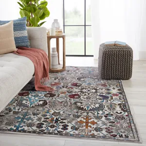 Borealis Vibe by  Sabik Trellis Multicolor/ Gray Area Rug (10'X14')