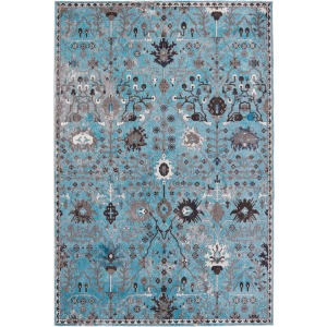 Borealis Vibe by  Zaniah Trellis Light Blue/ Gray Area Rug