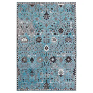 Borealis Vibe by  Zaniah Trellis Light Blue/ Gray Area Rug (10'X14')