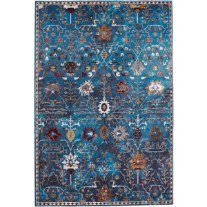 Borealis Vibe by  Zaniah Trellis Blue/ Multicolor Area Rug