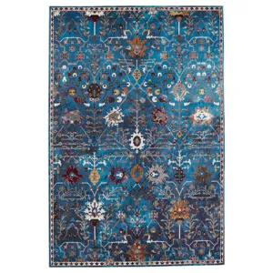 Borealis Vibe by  Zaniah Trellis Blue/ Multicolor Area Rug (9'X12')
