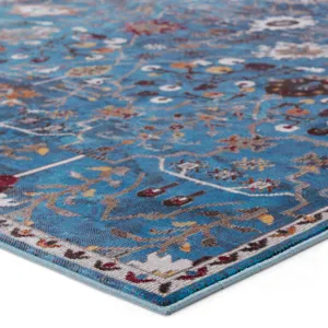Borealis Vibe by  Zaniah Trellis Blue/ Multicolor Area Rug (9'X12')