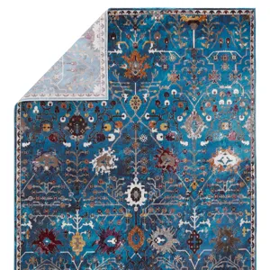 Borealis Vibe by  Zaniah Trellis Blue/ Multicolor Area Rug (9'X12')