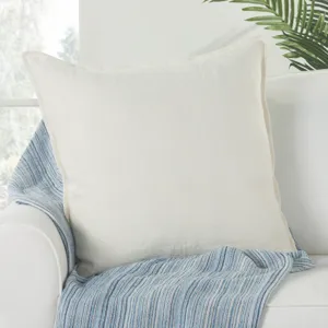 Burbank Blanche Solid Ivory Poly Throw Pillow 22 inch