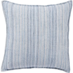 Burbank Taye Stripe Blue/ White Poly Throw Pillow 22 inch