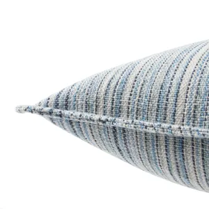Burbank Taye Stripe Blue/ White Poly Throw Pillow 22 inch