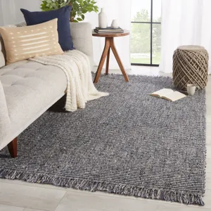 Breathe Easy Caraway Handwoven Solid Blue/ Gray Area Rug (9'X12')